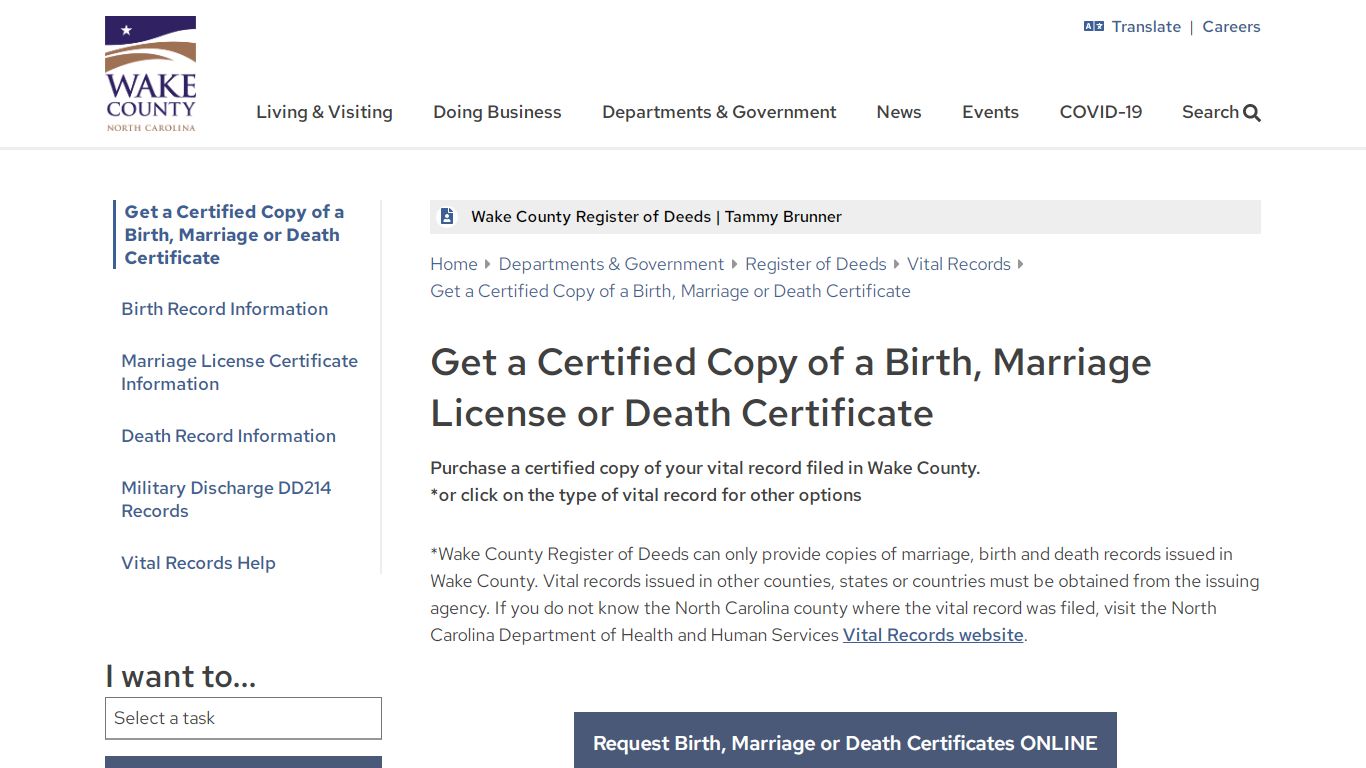 Get a Certified Copy of a Birth, Marriage License or Death Certificate ...